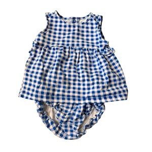 Carter’s Baby Girl Blue Gingham Dress & Bloomer Set baby outfit- Size 18 Months